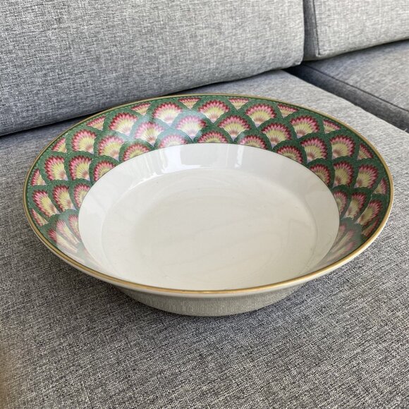 Muirfield Vegetable Serving Bowl Green and Pink Fan Bernardin Kimberly McSparran - Picture 2 of 5
